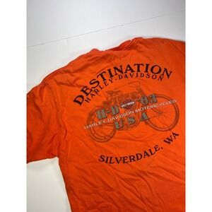 Harley-Davidson T-Shirt Mens Large Orange 100th Anniversary Silverdale WA 2003